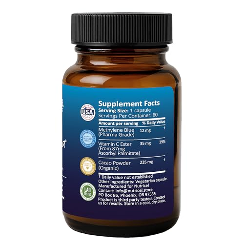 Nutricel Metileno Azul: cápsulas con vitamina C ester para mejor absorción.