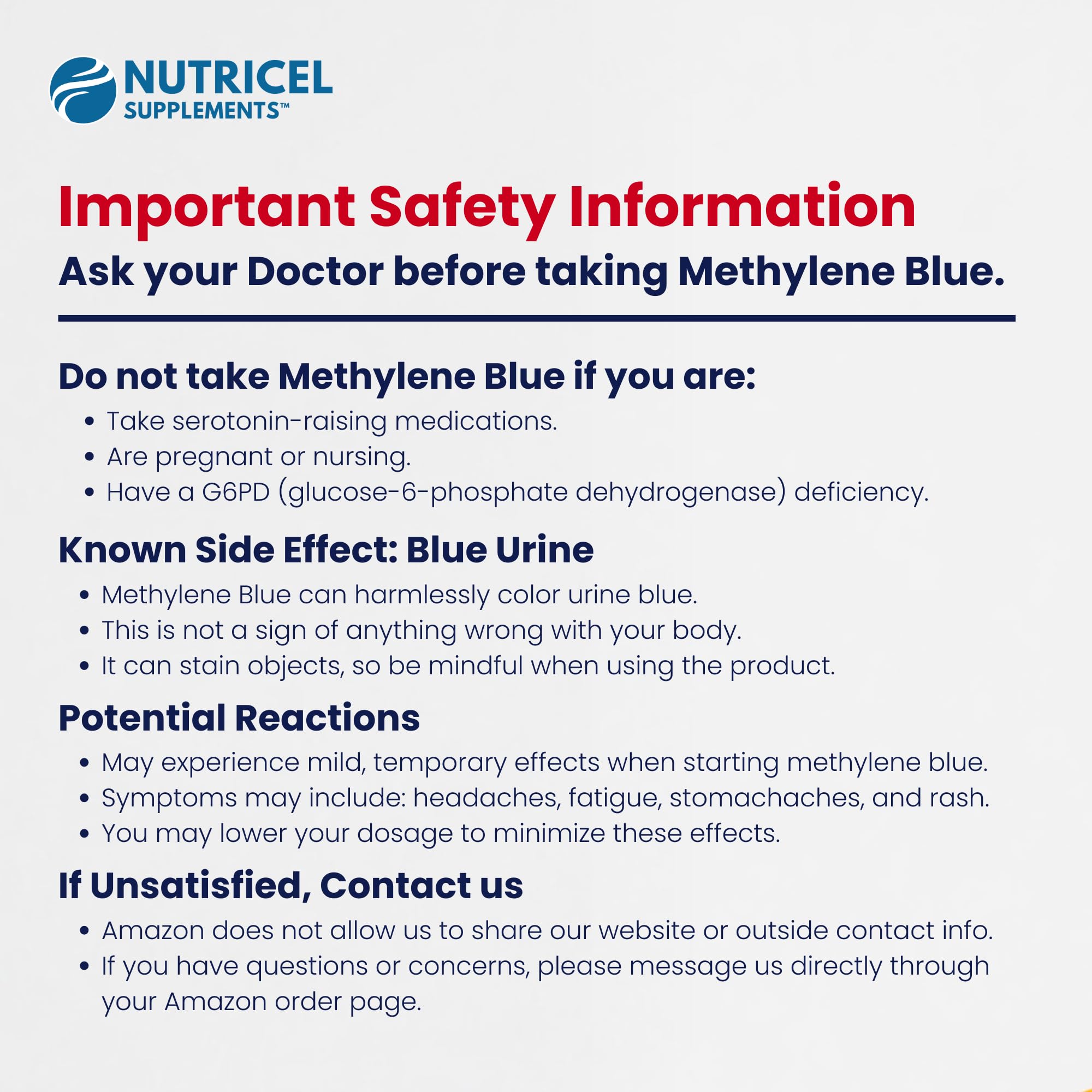 Nutricel Metileno Azul: cápsulas con pruebas de terceros por Eurofins.