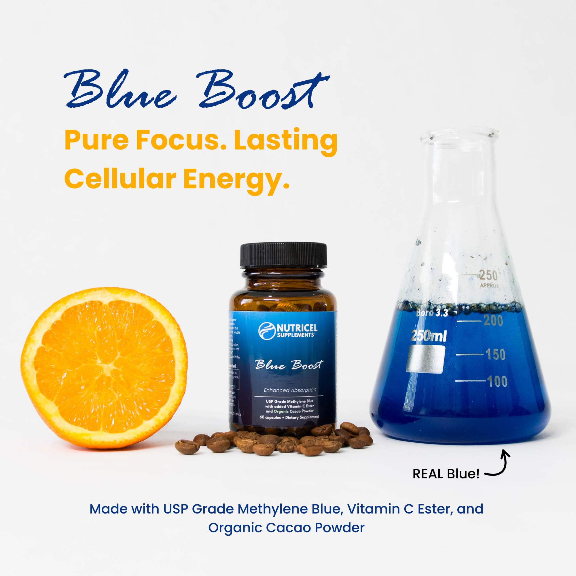 Nutricel Metileno Azul: cápsulas certificadas NSF y GMP para seguridad.