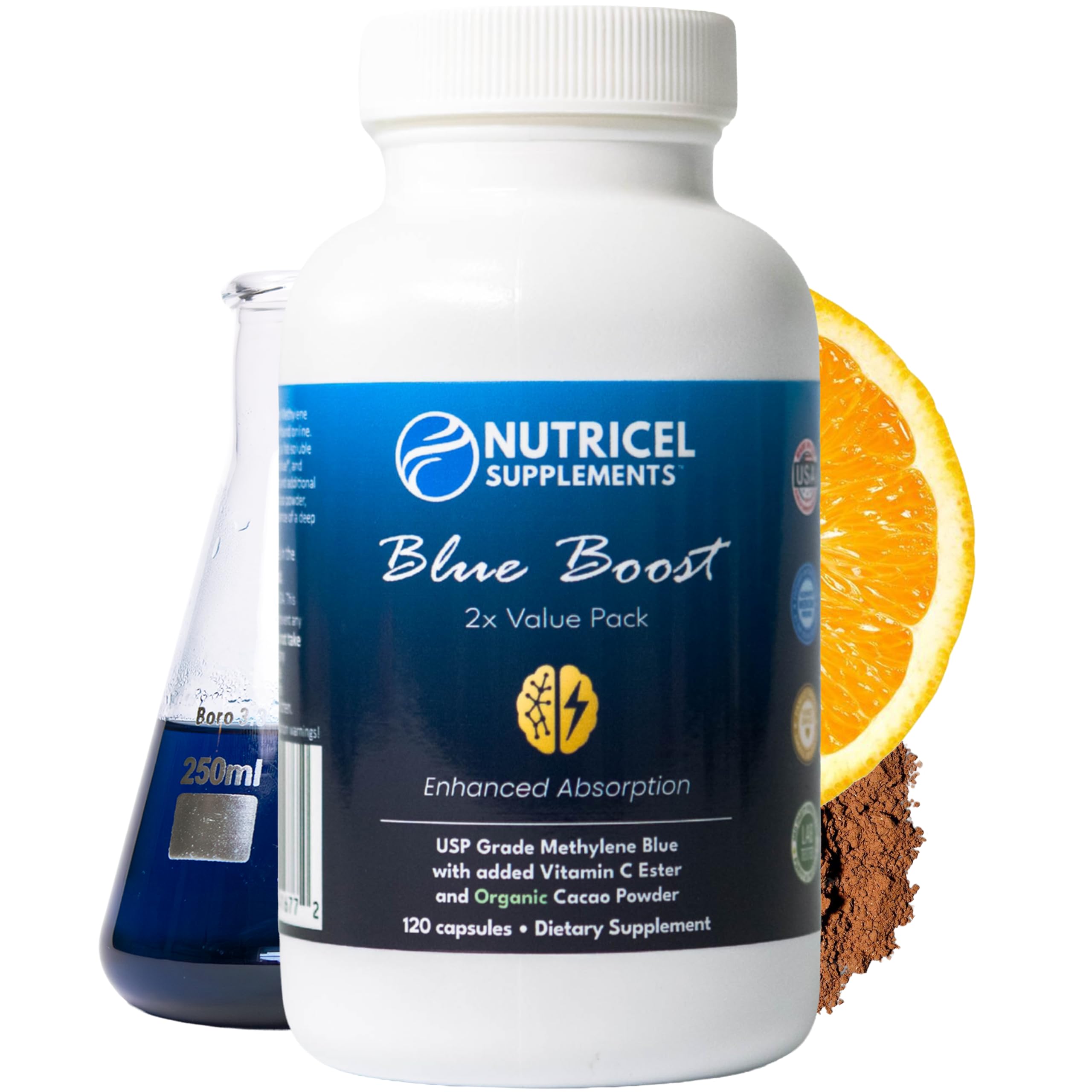 Nutricel cápsulas de azul de metileno en botella para dosificación estable