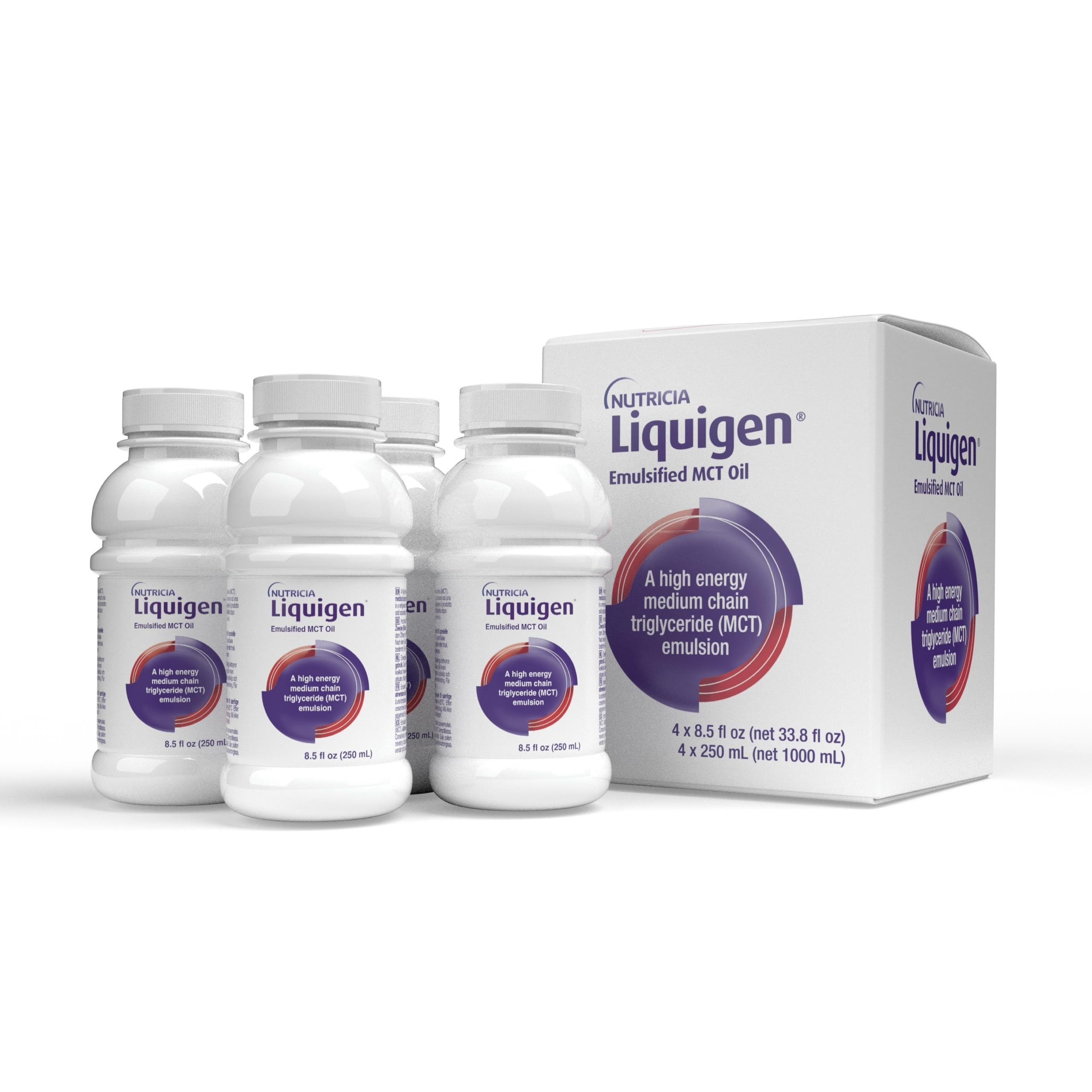 Liquigen de Nutricia, emulsificado, para mezclar en bebidas y lograr textura suave.