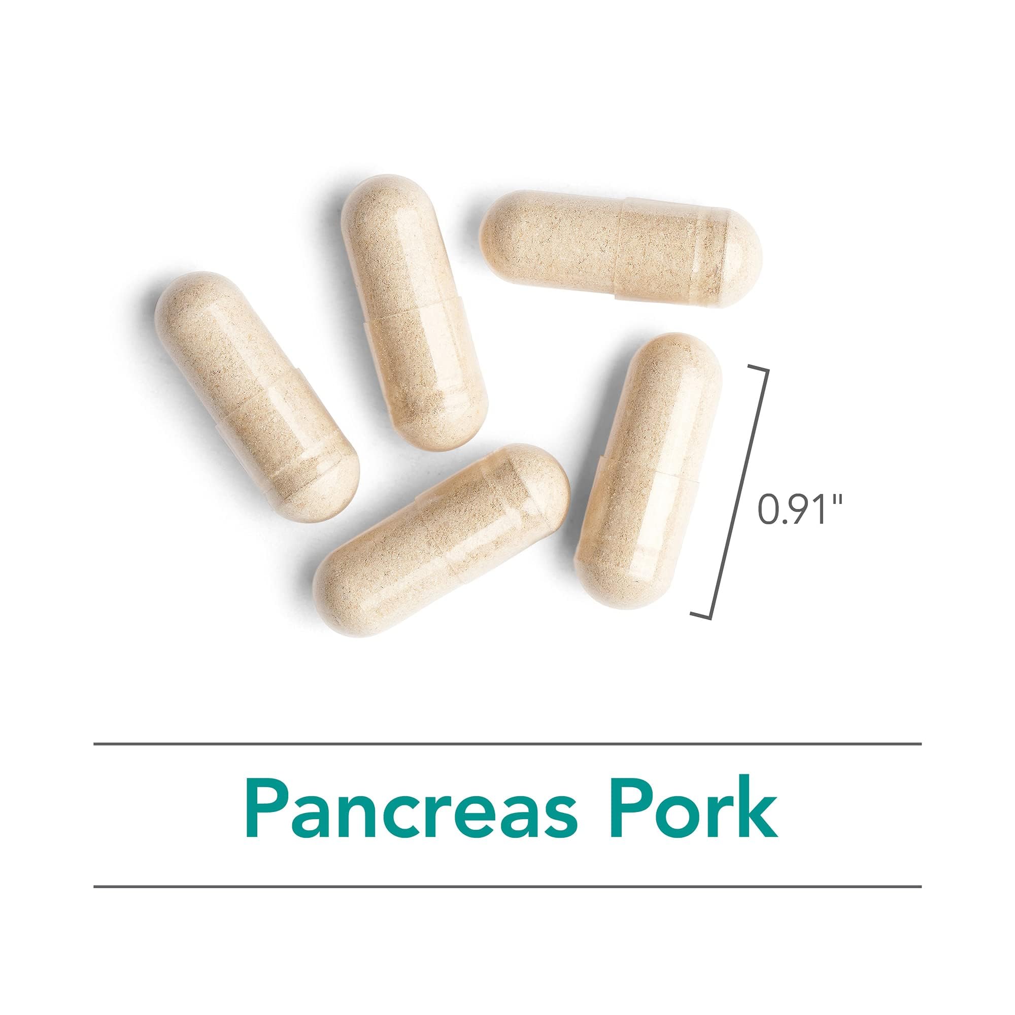 NutriCology Pancreas Natural Glandular, dosis de 425 mg por porción destacada para referencia.