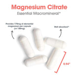 Cápsulas vegetarianas de Nutricology Citrato de Magnesio sin alérgenos comunes
