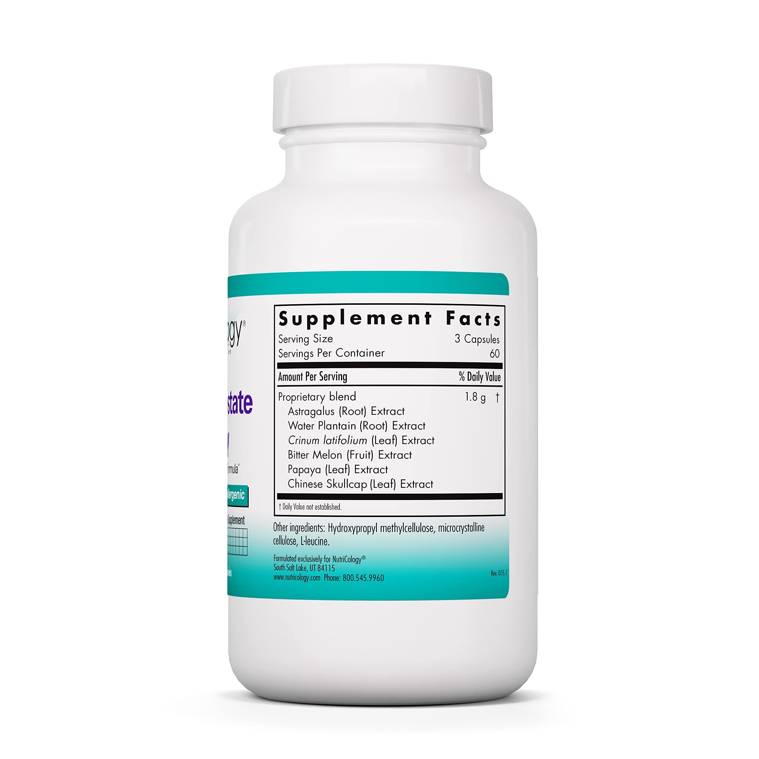 Nutricology frasco de cápsulas: comodidad diaria para bienestar hormonal.