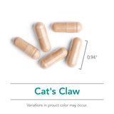 Etiqueta del producto Nutricology Garra de Gato con información.