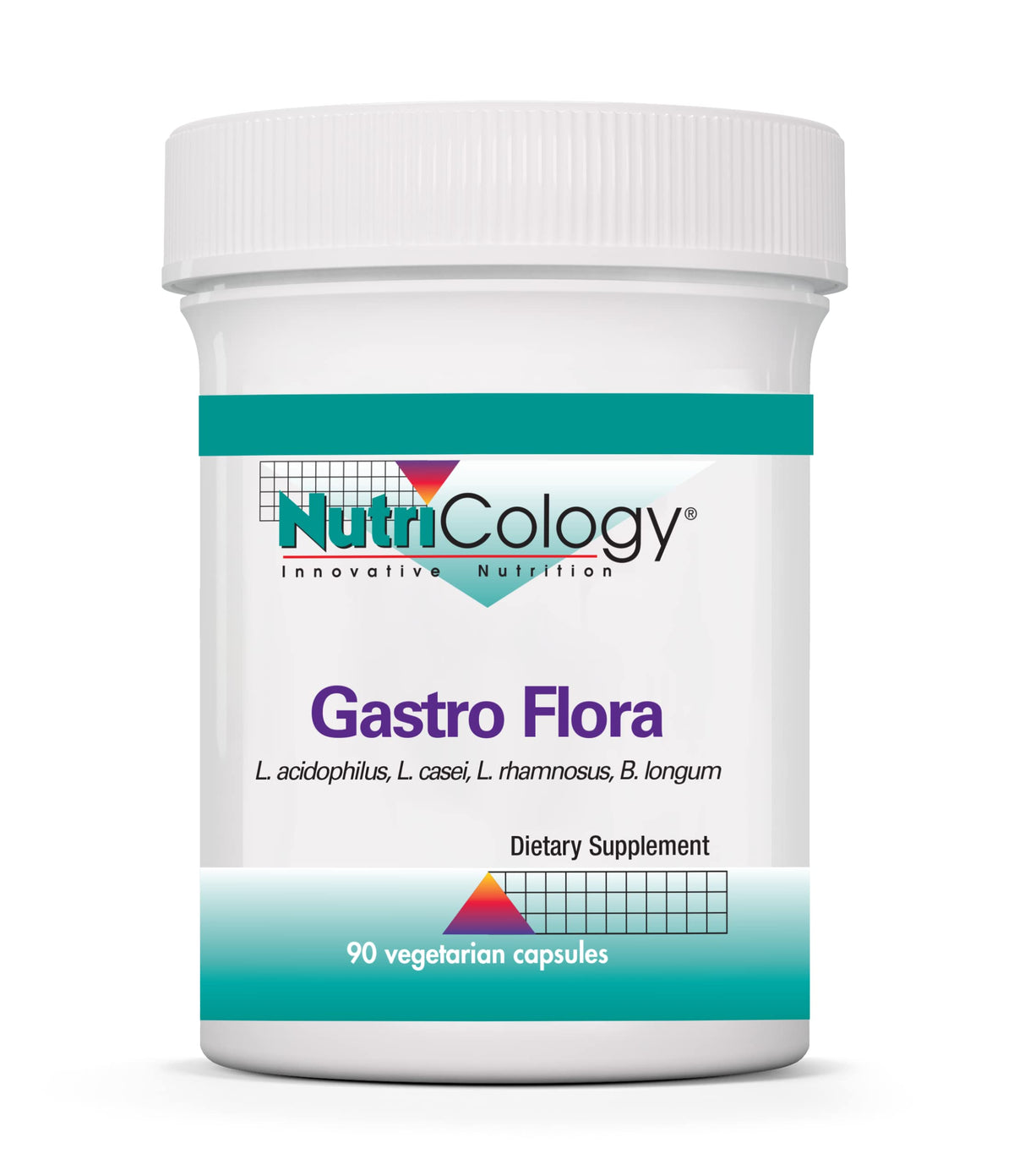 Allergy Research Group Nutricology Gastro Flora, botella frontal, apoyo digestivo suave.