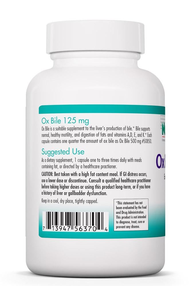 NutriCology Ox Bile 125 mg, cápsulas, mejora la descomposición de grasas