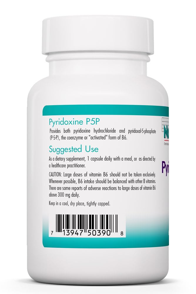 Cápsulas de Nutricology Pyridoxine P5P 60 para apoyo metabólico