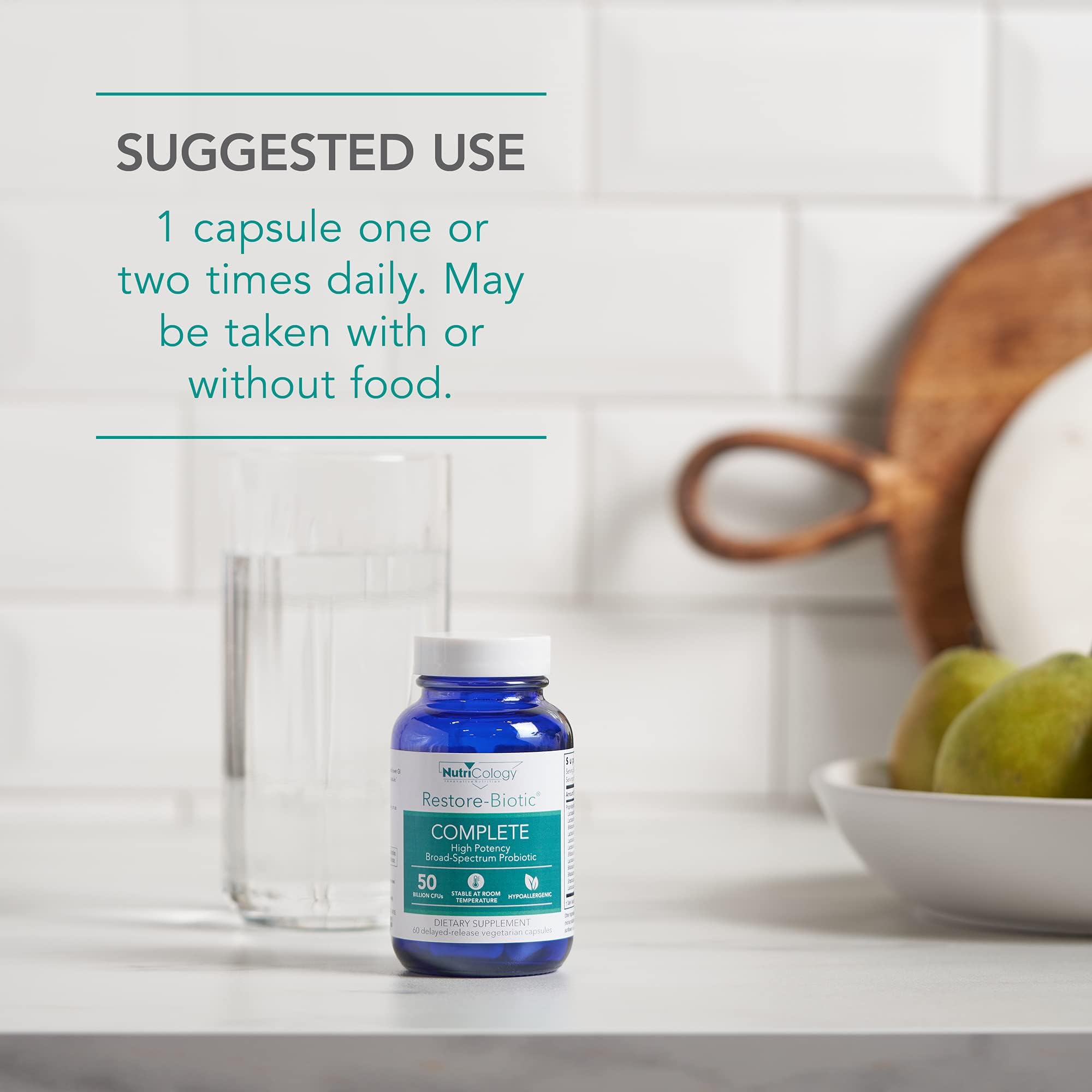 Uso diario Nutricology Restore-Biotic Complete: apoyo potencial al equilibrio digestivo