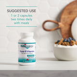 Nutricology Super Vitamin B Complex, cápsulas en envase práctico para energía sostenida.