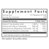 Nutricology Vitamina C bufferada etiqueta: detalle visible de composicion y alergenos.