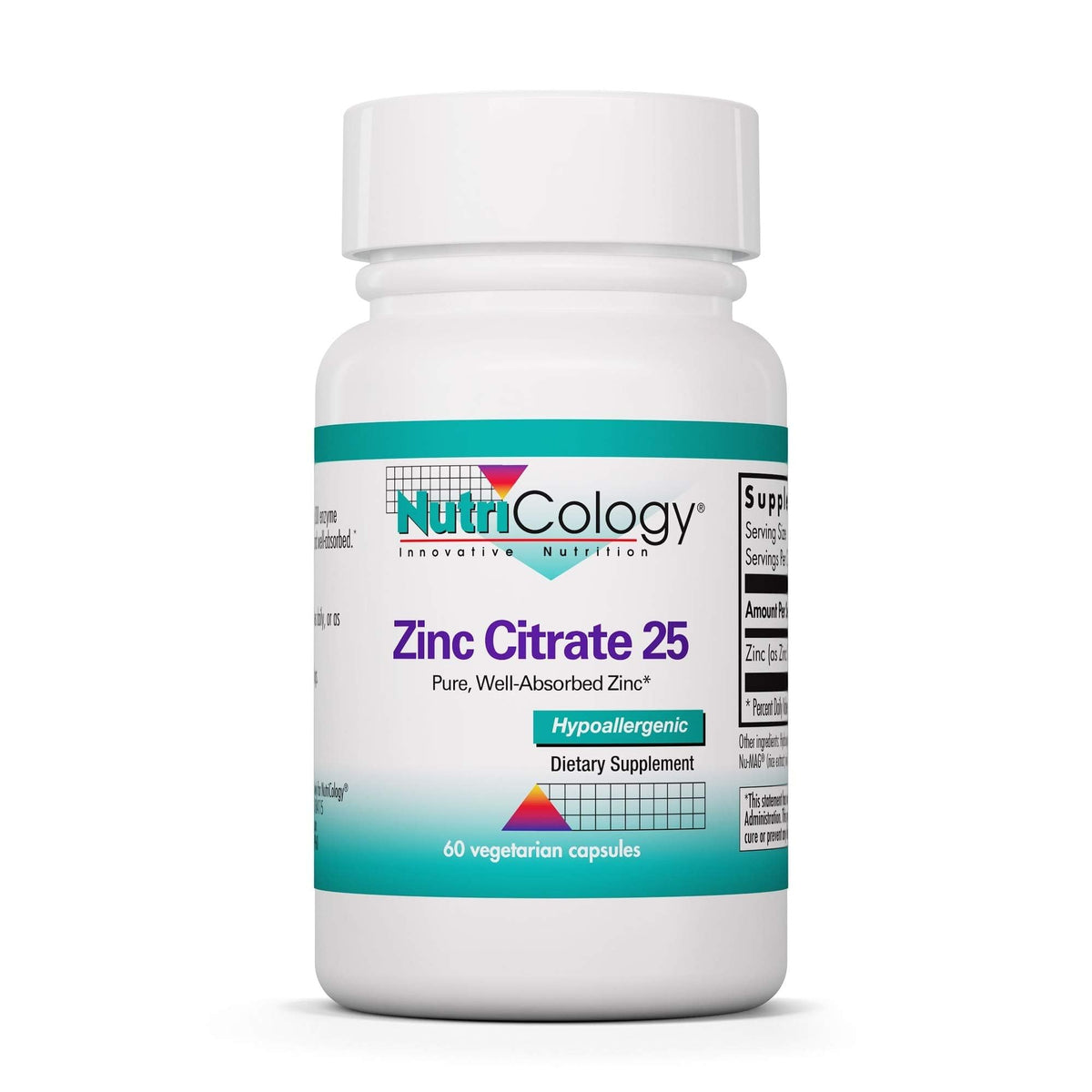 Nutricology Zinc Citrato, bote: apoya la inmunidad con zinc biodisponible.