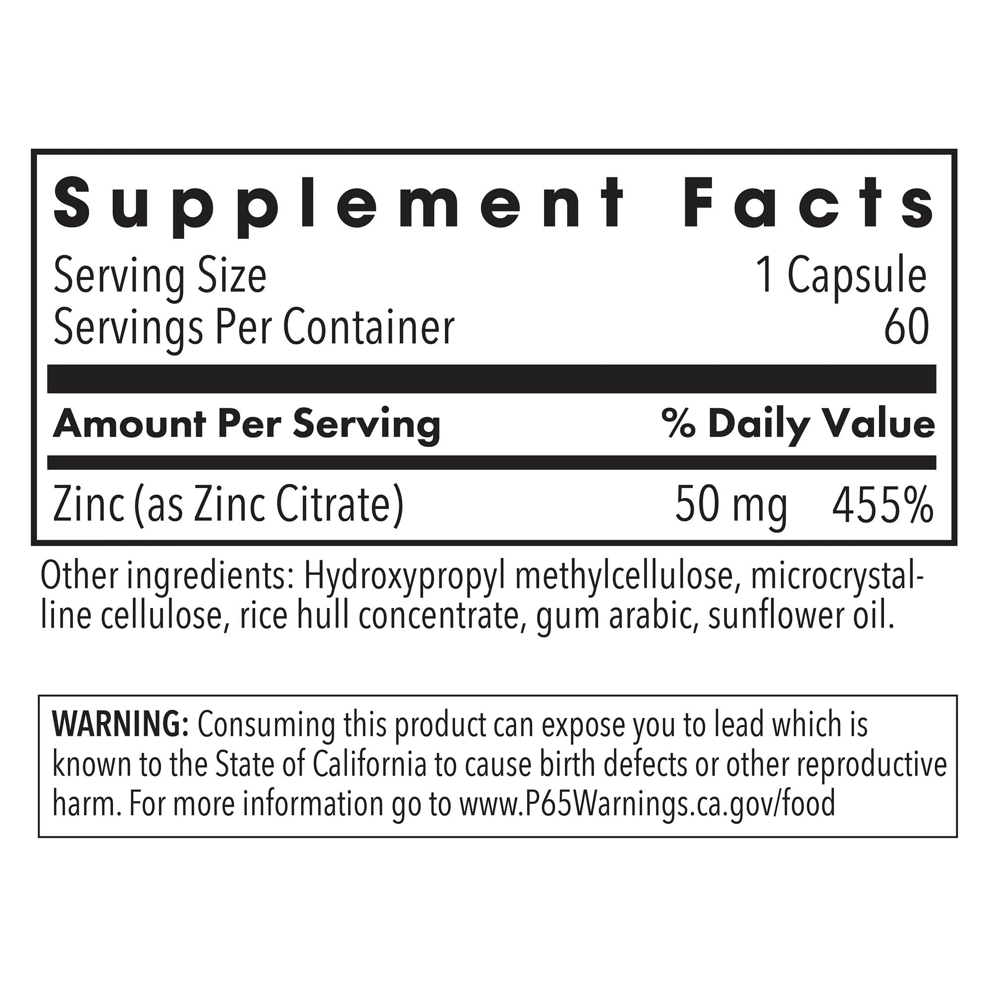 NutriCology Zinc Citrate, cápsulas, mejor absorción para funciones celulares cotidianas