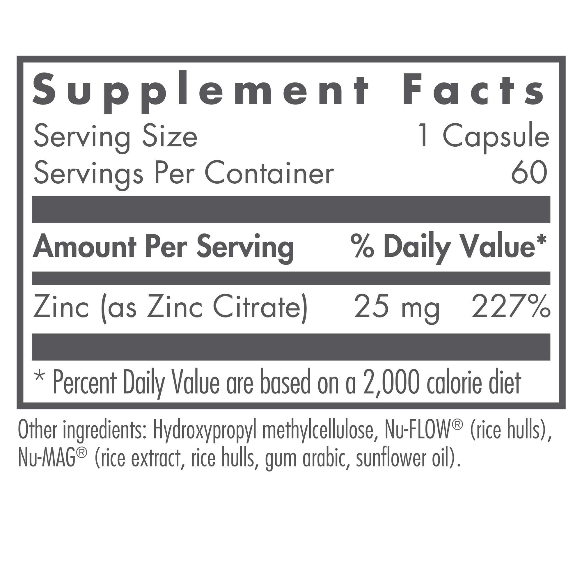 Nutricology Zinc Citrato cápsulas, apoyan la función celular y el metabolismo diario.