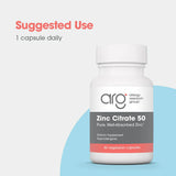 NutriCology Zinc Citrate, etiqueta, explicando ingredientes y beneficios para la ingesta diaria