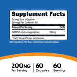 Nutricost 5-HTP, bote de 60 cápsulas, fácil de incorporar en la rutina.