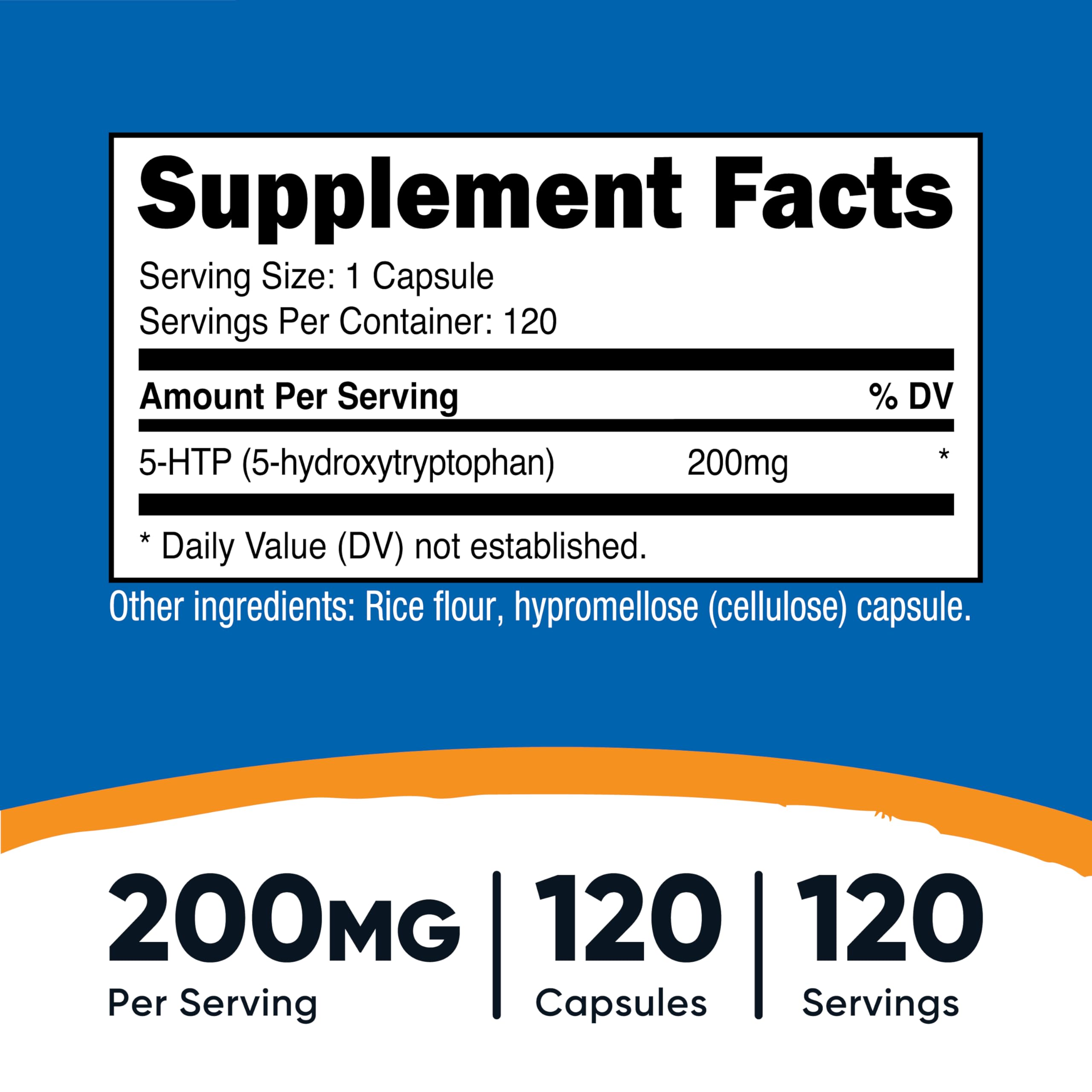 Nutricost 5-HTP dosis de 200 mg por cápsula