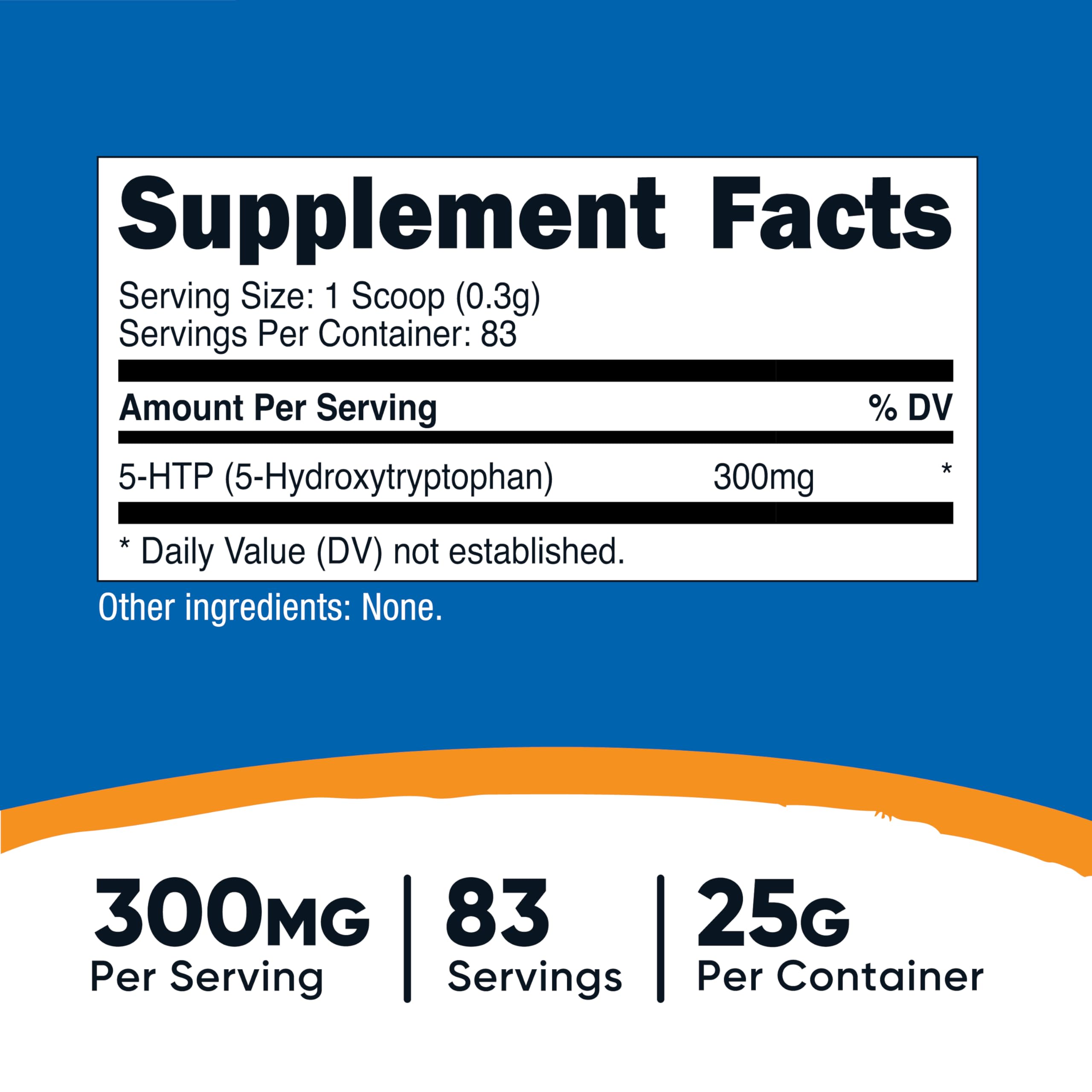Nutricost 5-HTP polvo con cuchara medidora incluida para tomar fácilmente.