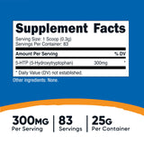 Nutricost 5-HTP polvo con cuchara medidora incluida para tomar fácilmente.
