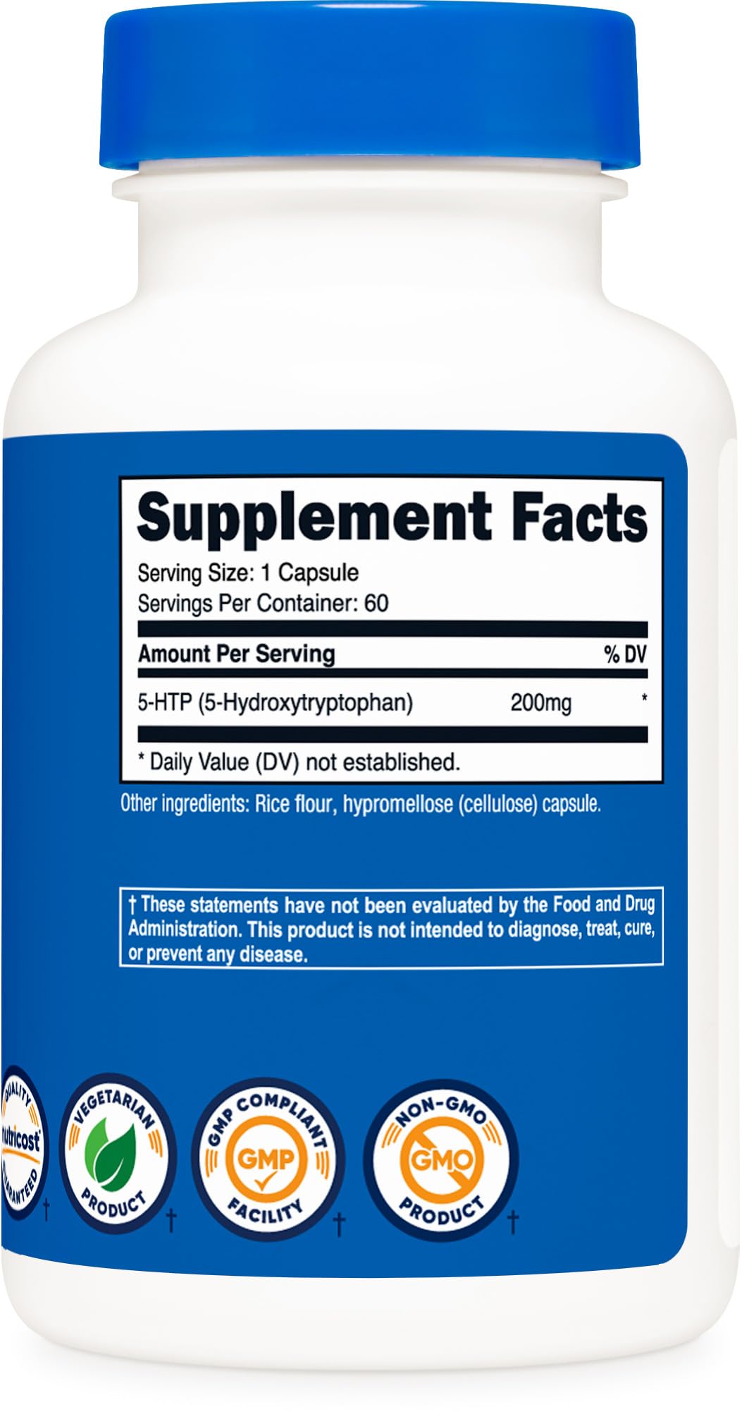 Nutricost 5-HTP, prueba ISO de terceros, garantía de calidad.