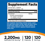 Nutricost Acai Extract envase de 120 cápsulas, opción sin gluten y sin transgénicos.