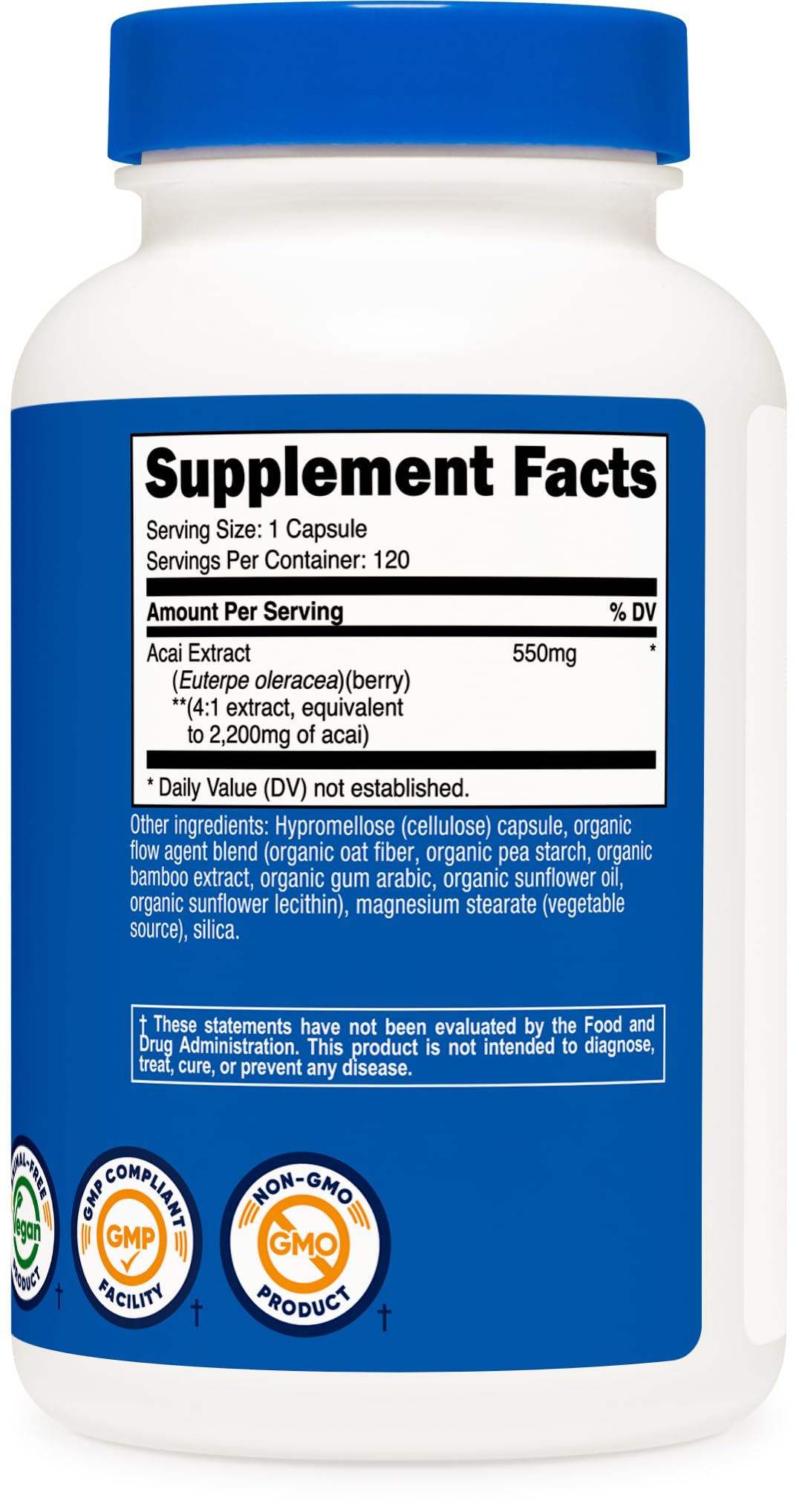 Nutricost Acai Extract uso diario para apoyo a una dieta vegetariana.