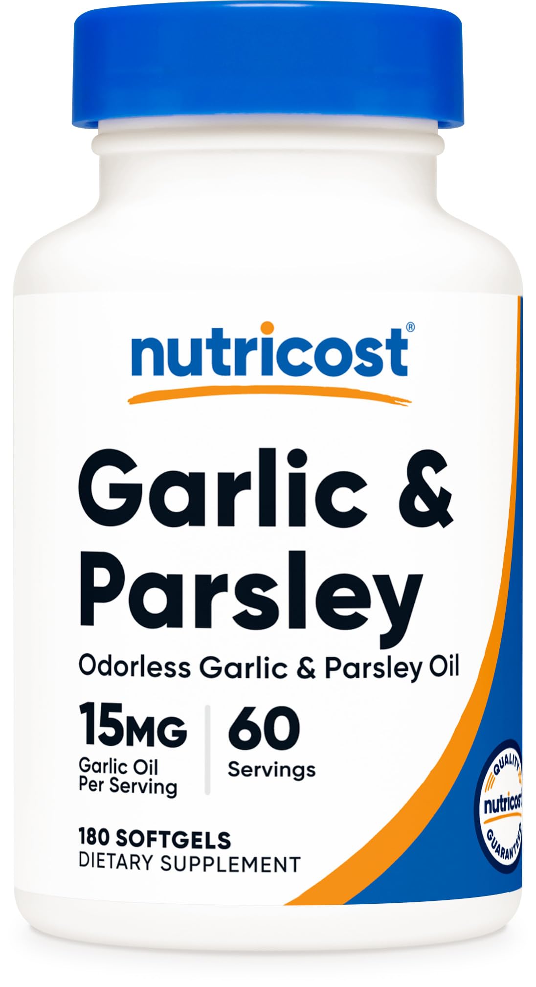 Nutricost Aceite de ajo y perejil sin olor, botella para uso diario.