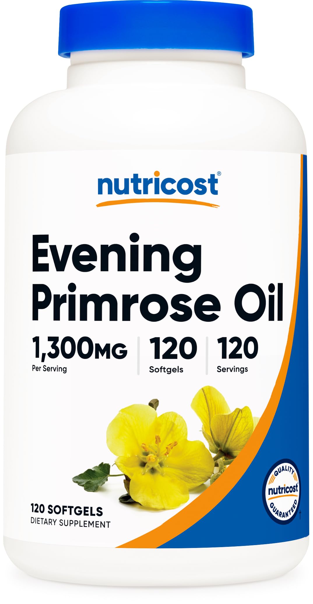 Nutricost aceite de onagra: botella de 1300 mg lista para uso diario.