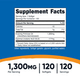Nutricost aceite de onagra: cápsulas blandas fáciles de tragar para rutina diaria.