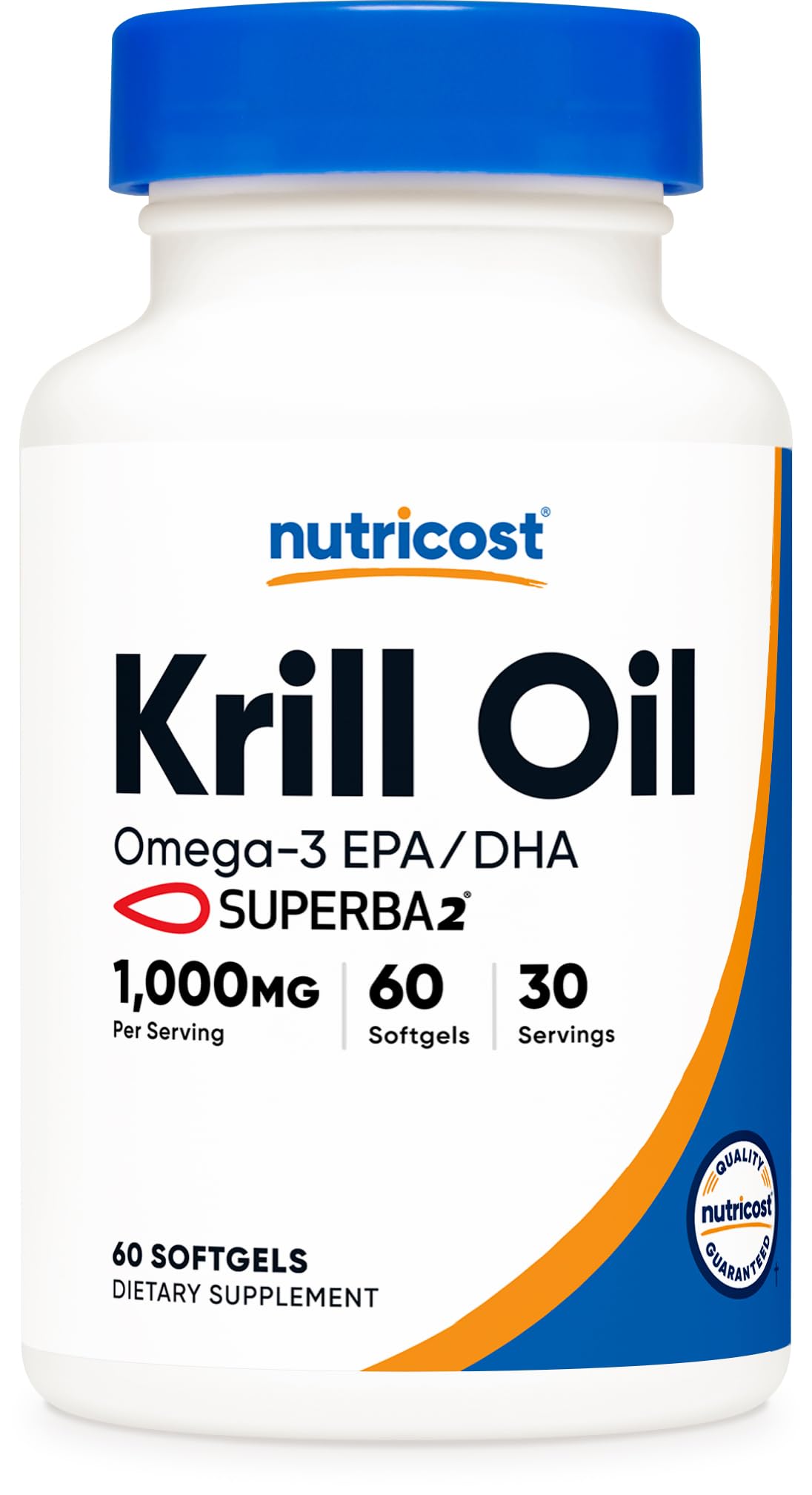 Nutricost Aceite de Krill 1000 mg en cápsulas suaves, botella lista para uso diario.