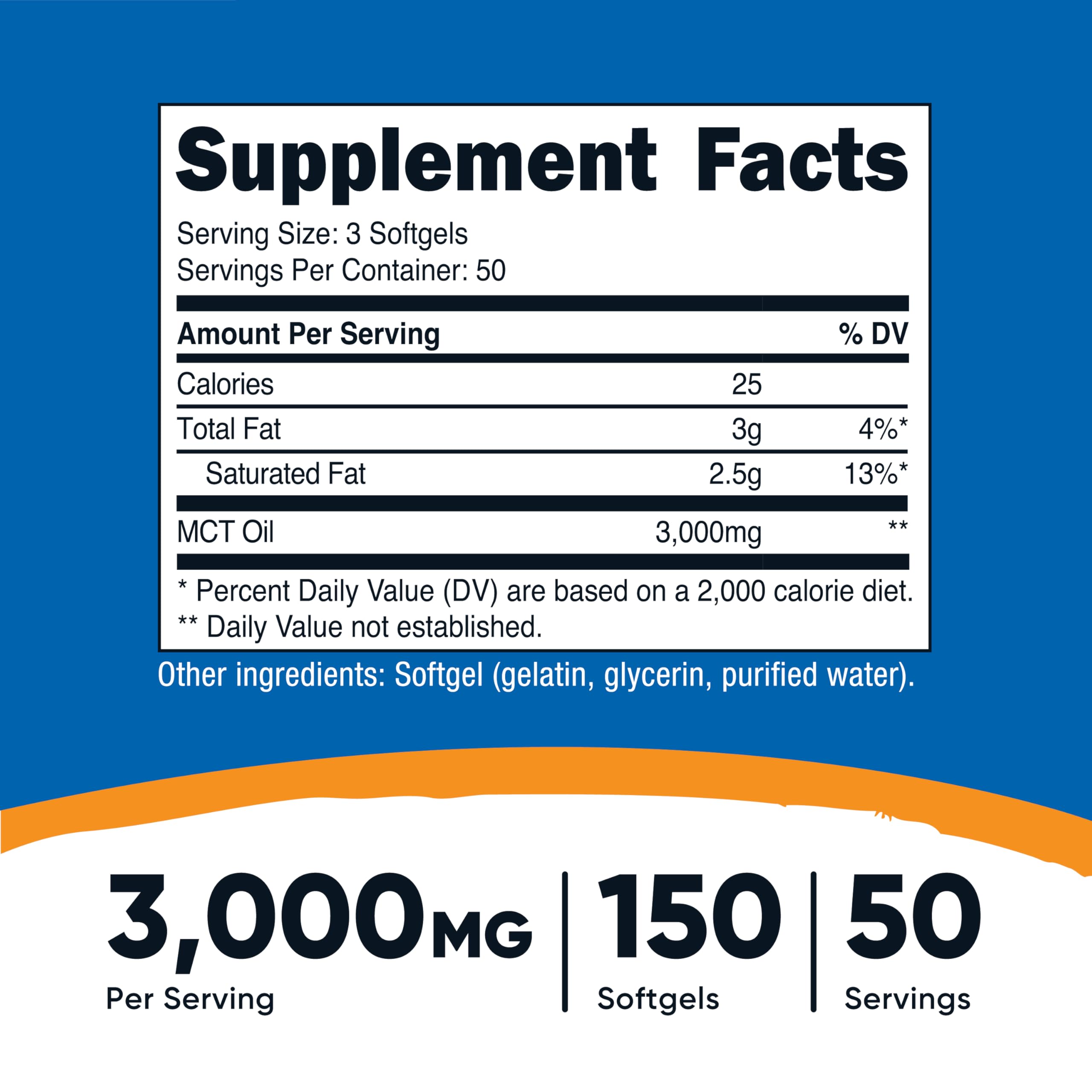 Nutricost cápsulas MCT 1000 mg, botella abierta lista para consumo diario
