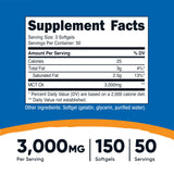 Nutricost cápsulas MCT 1000 mg, botella abierta lista para consumo diario