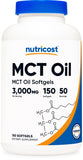 Nutricost frasco de cápsulas MCT 1000 mg para energía sostenida