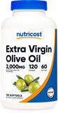 Nutricost aceite de oliva virgen extra en cápsulas, fuente de grasa saludable para el día a día.