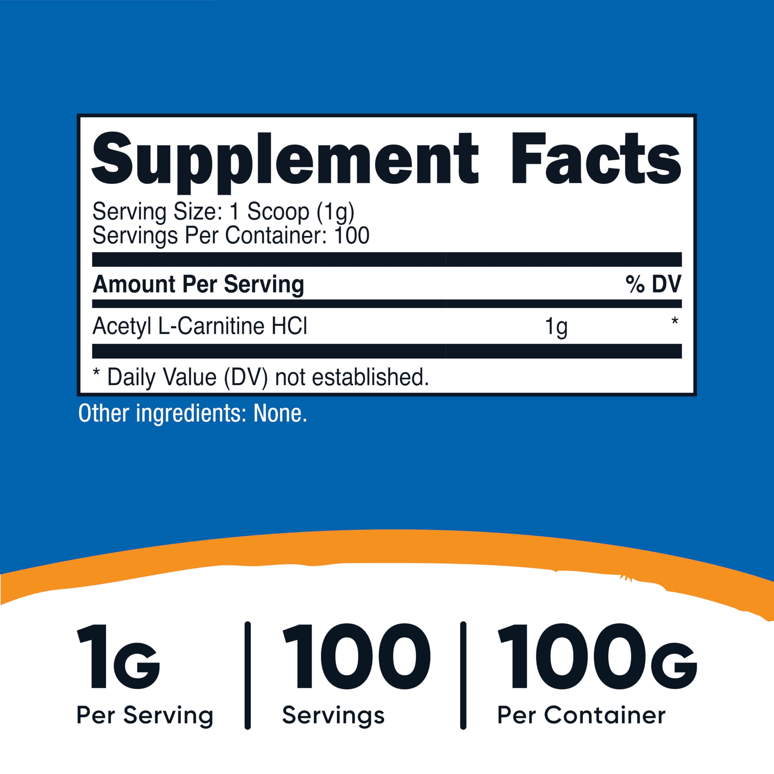 Nutricost Acetil L-Carnitina HCI cuchara dosificadora para porciones de 1 g