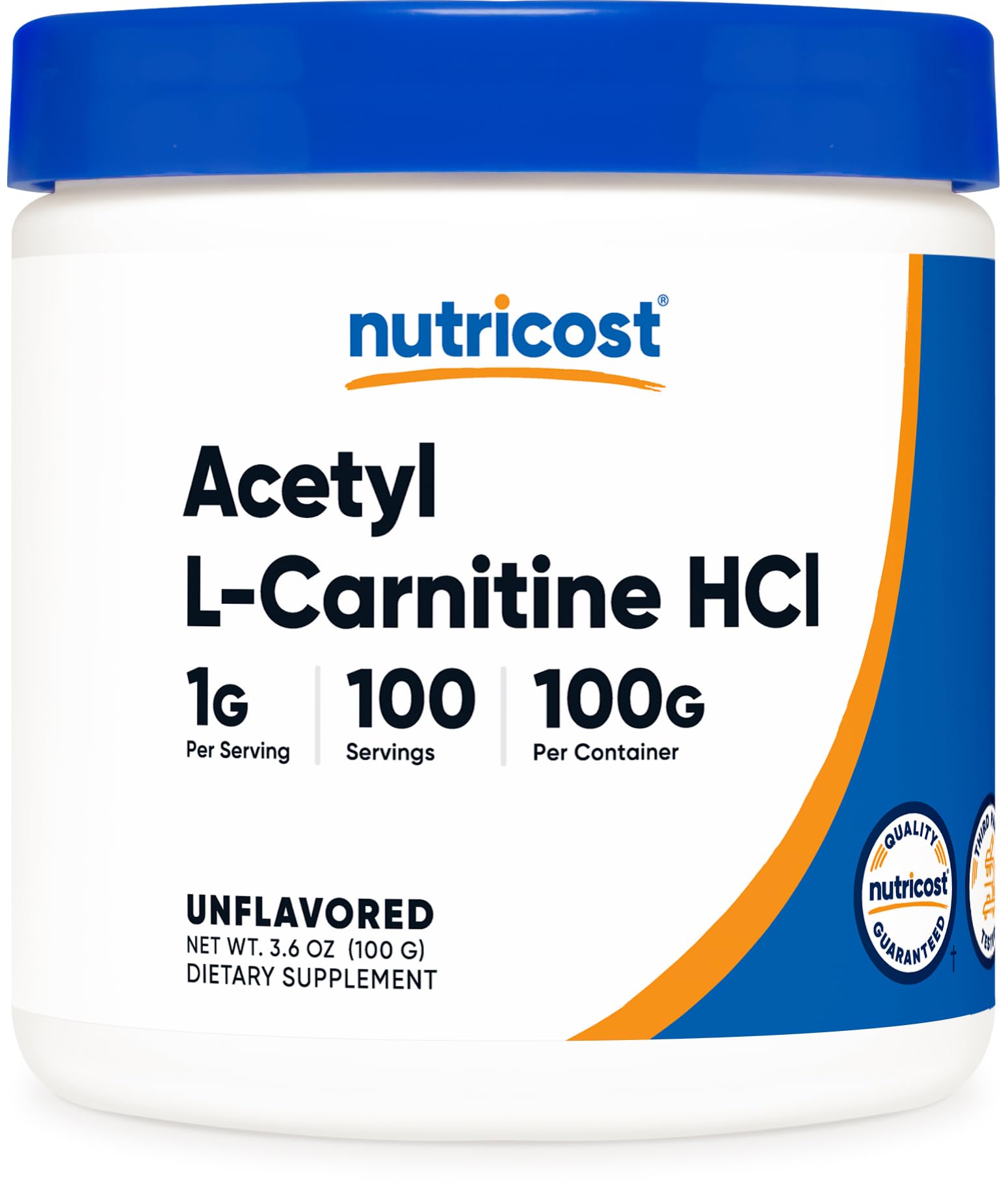 Nutricost Acetil L-Carnitina HCI frasco listo para uso diario