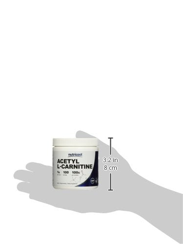 Polvo fino Nutricost Acetil L-Carnitina HCI listo para mezclar en batidos