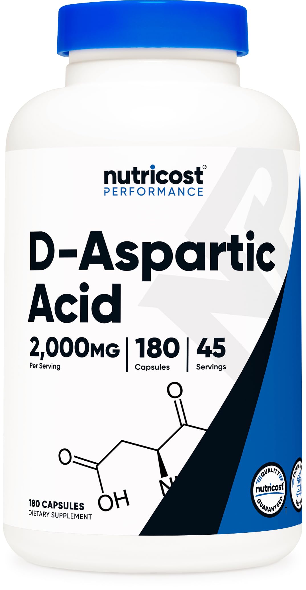 Nutricost ácido D-aspártico cápsulas en embalaje para uso diario