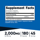 Nutricost ácido D-aspártico cápsulas porciones de 2000 mg por servicio