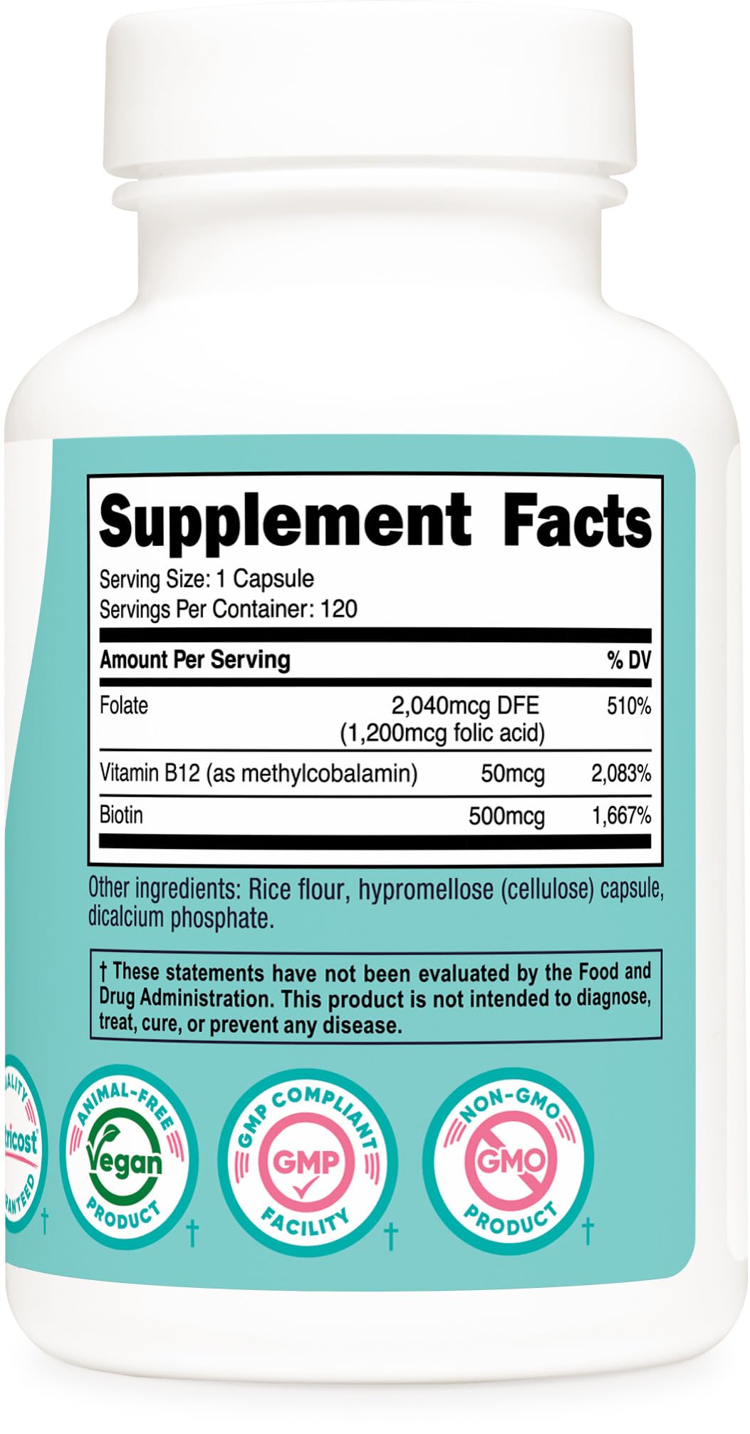 Nutricost acido ff3lico formato vegetariano, sin gluten ni soja