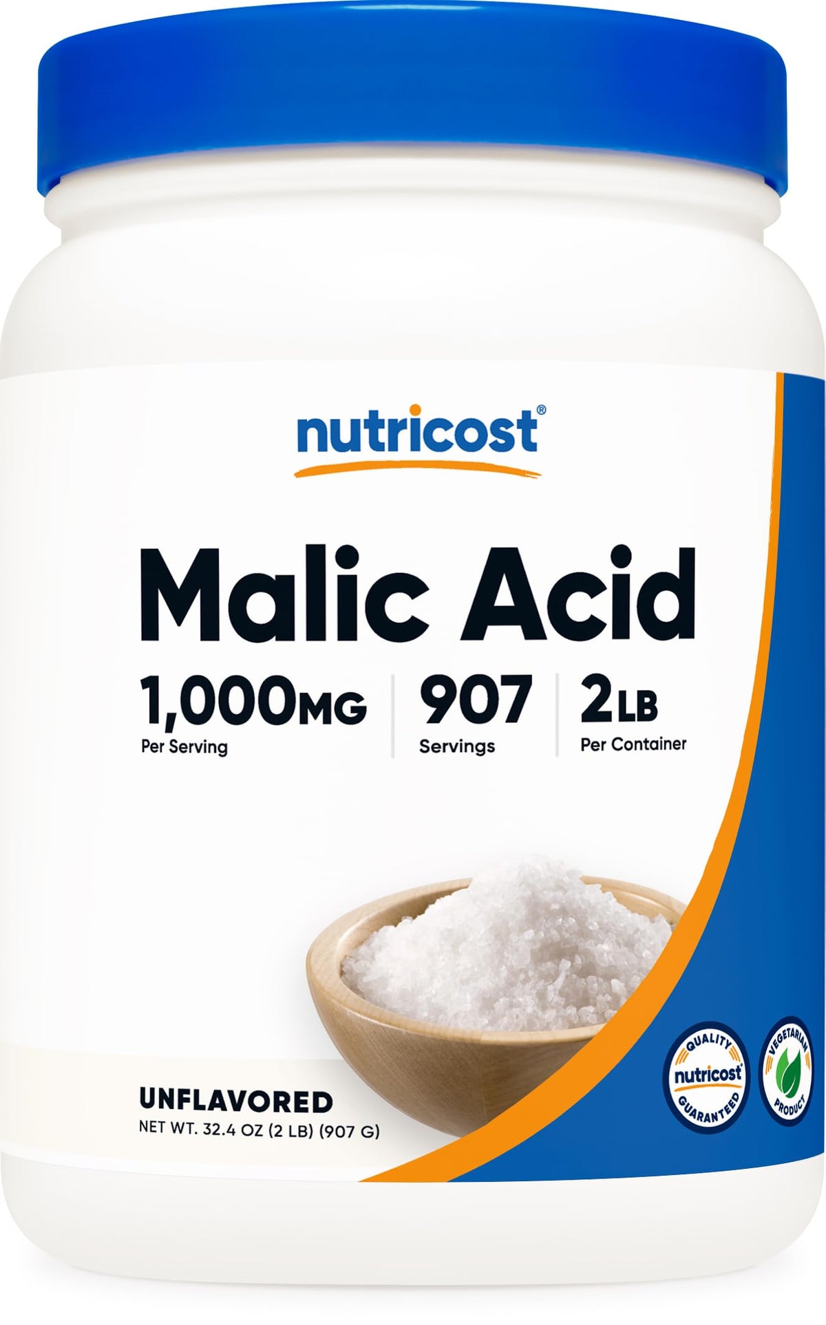 Nutricost ácido málico polvo 2lbs en bote, listo para mezclar en batidos