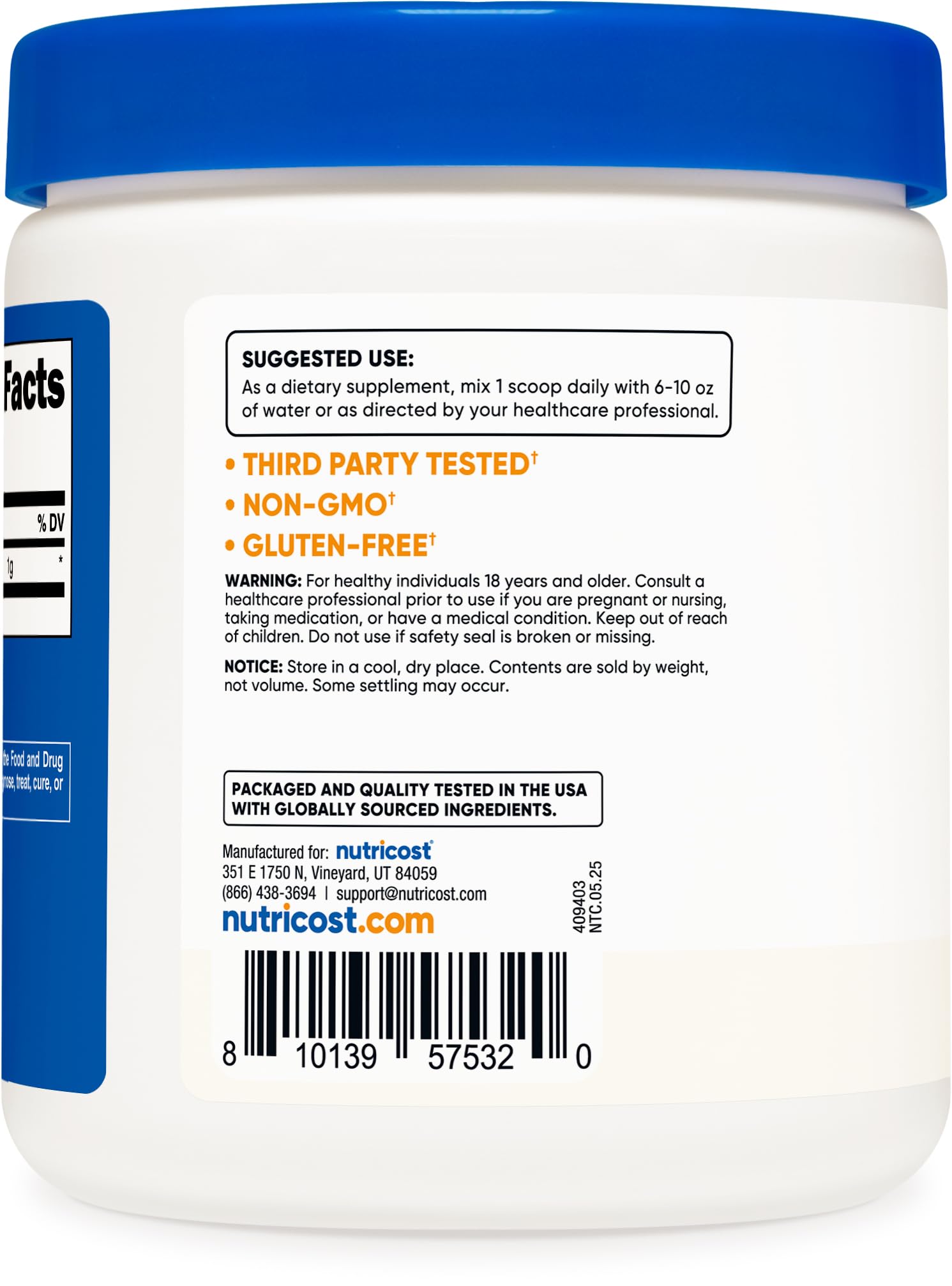 Nutricost Agmatina Sulfato, prueba de terceros para calidad y seguridad