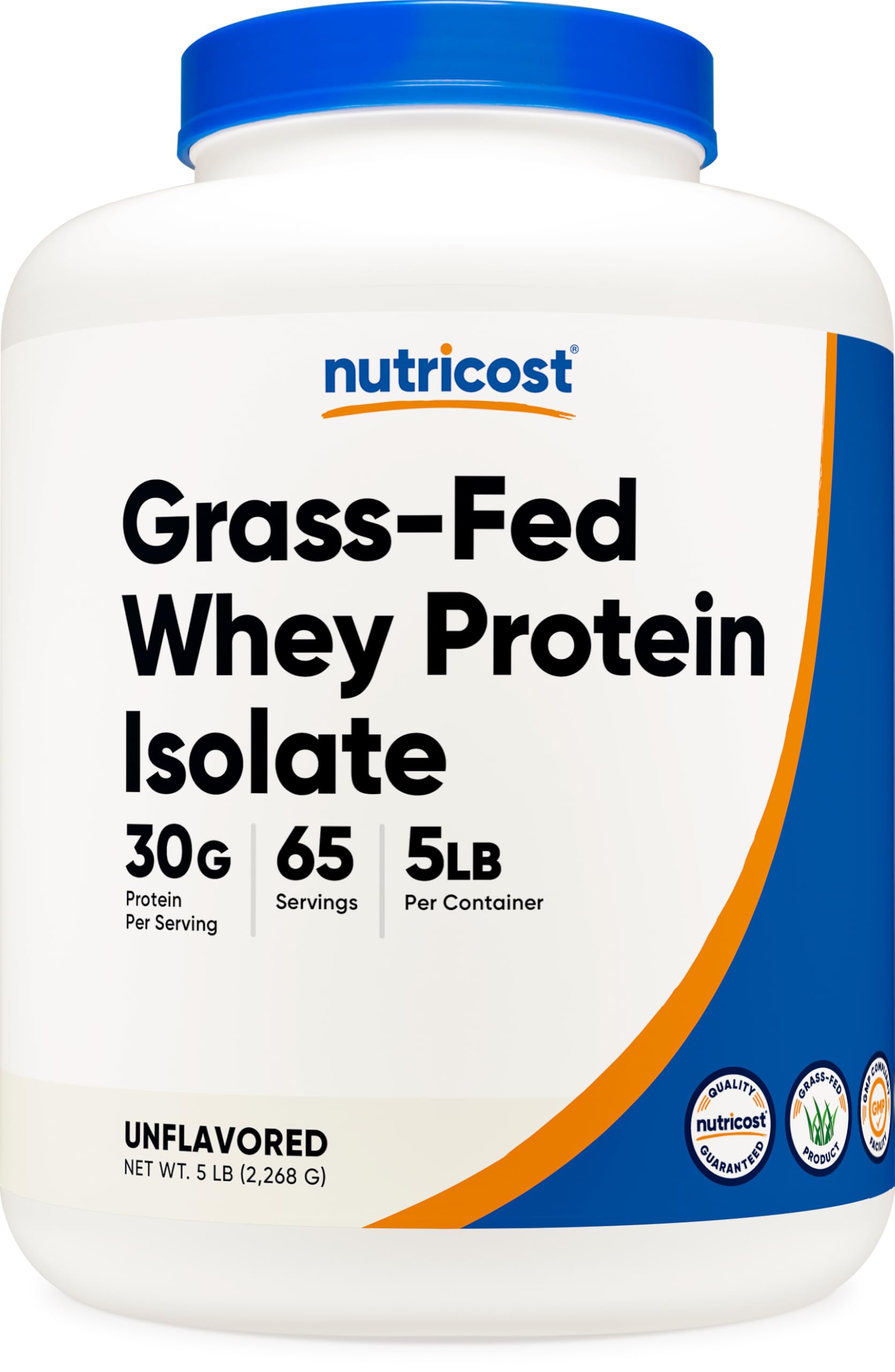 Nutricost aislado de suero alimentado con pasto en botella, ideal para entrenamientos.