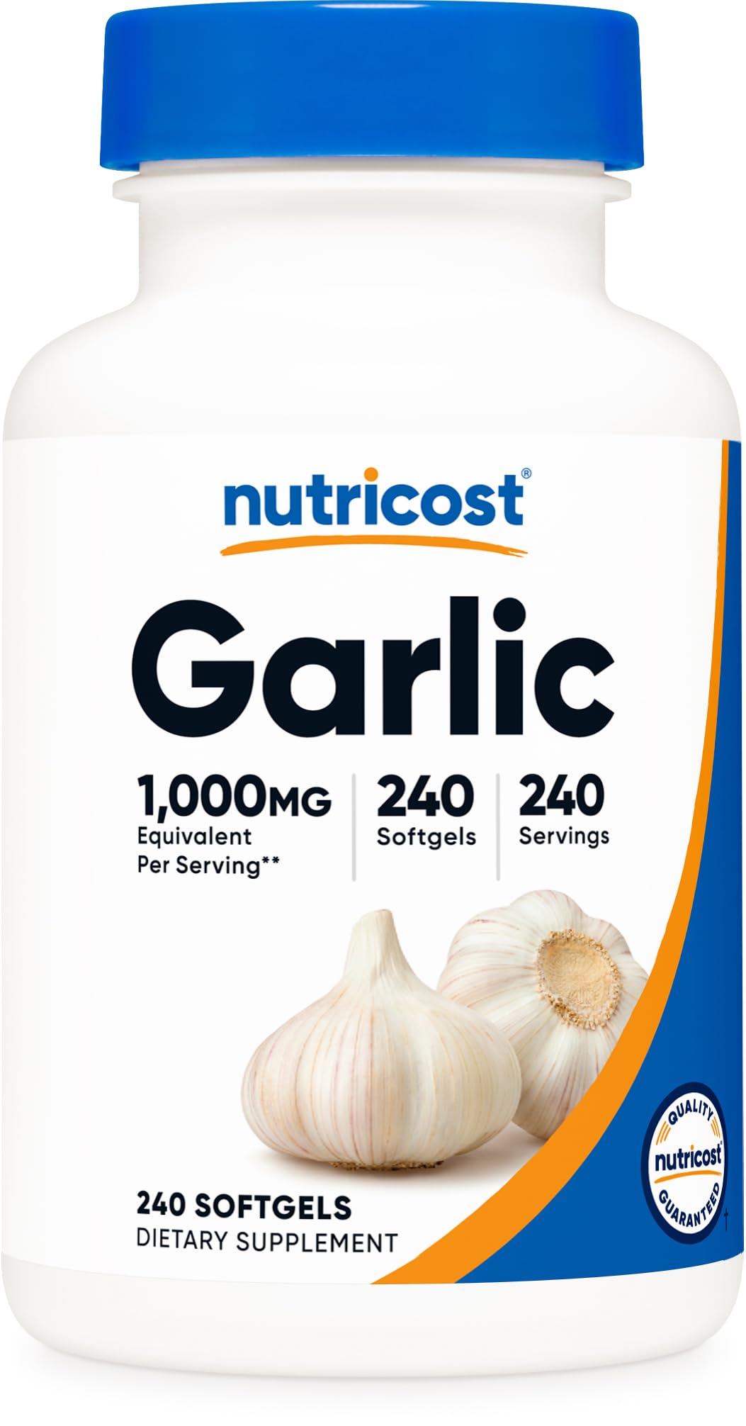 Nutricost Ajo 1000 mg cápsulas suaves sin olor para uso diario.