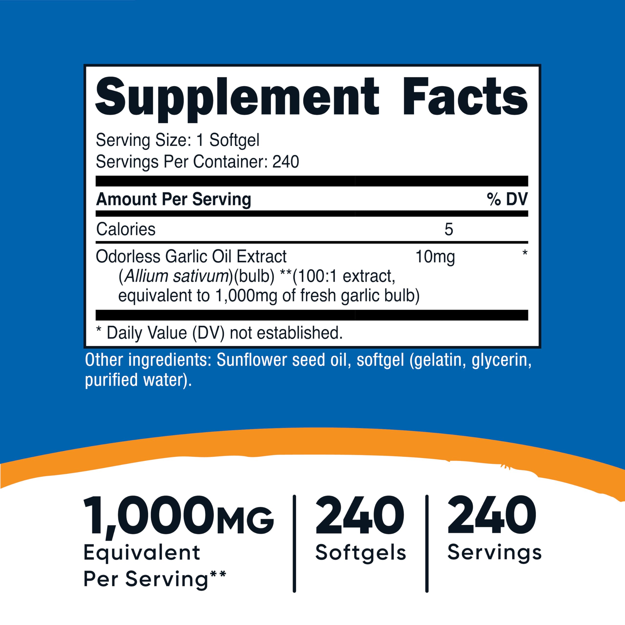 Nutricost Ajo 1000 mg envase compacto facilita almacenamiento y transporte.