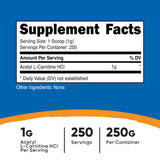 Nutricost Acetil L-Carnitina, cuchara medidora incluida para medir porciones con facilidad.