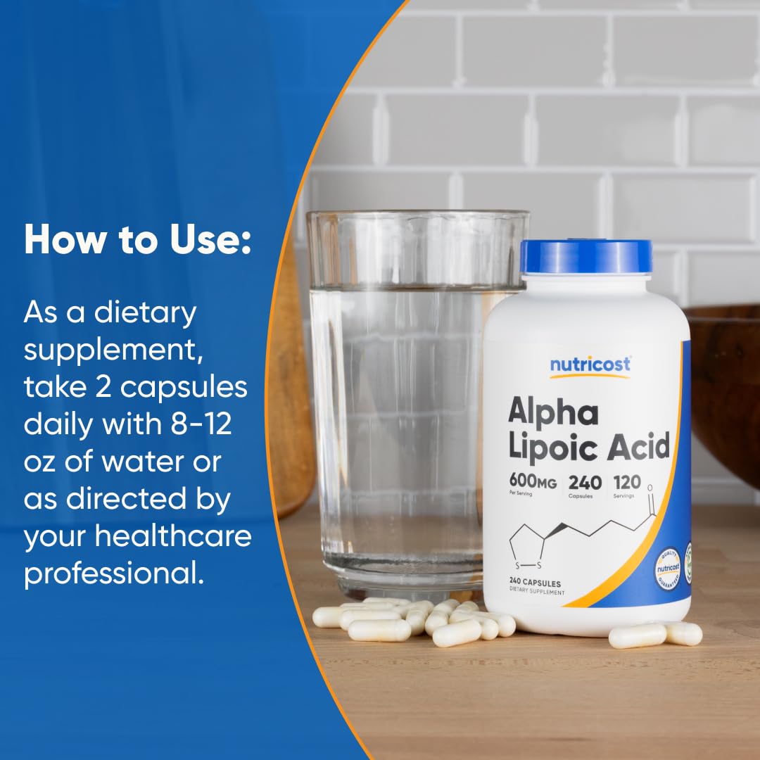 Nutricost alfa lipoico 600 mg sin OGMs: producto sin organismos genéticamente modificados