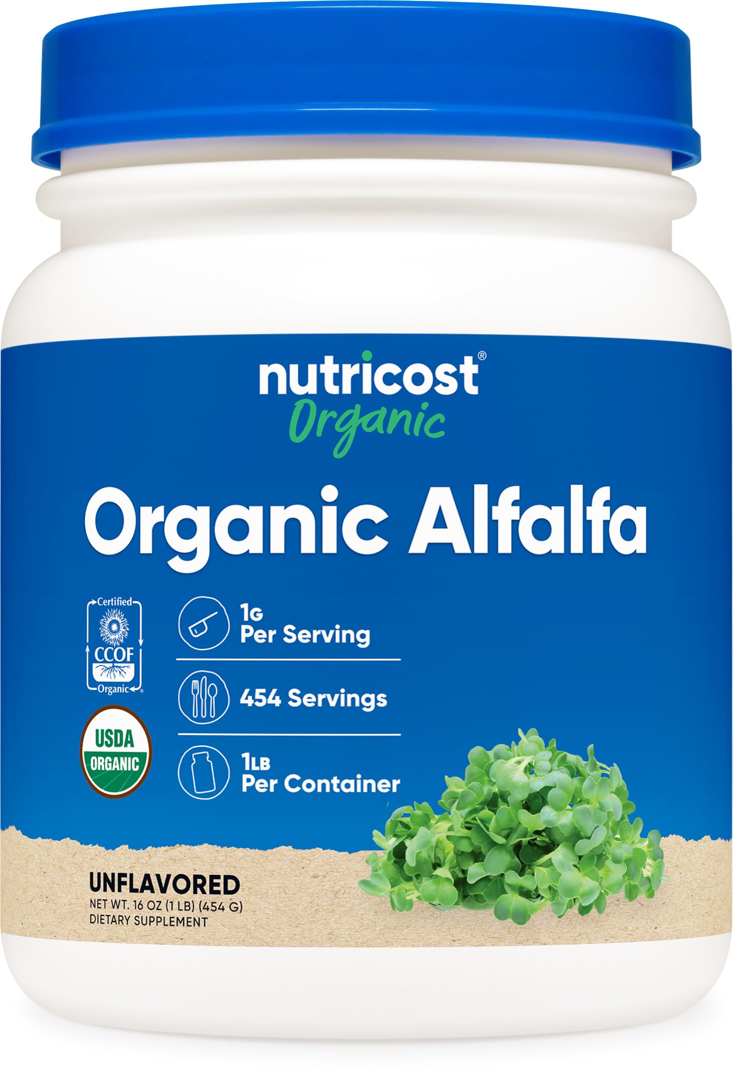 Nutricost Alfalfa en polvo en bote para batidos nutritivos