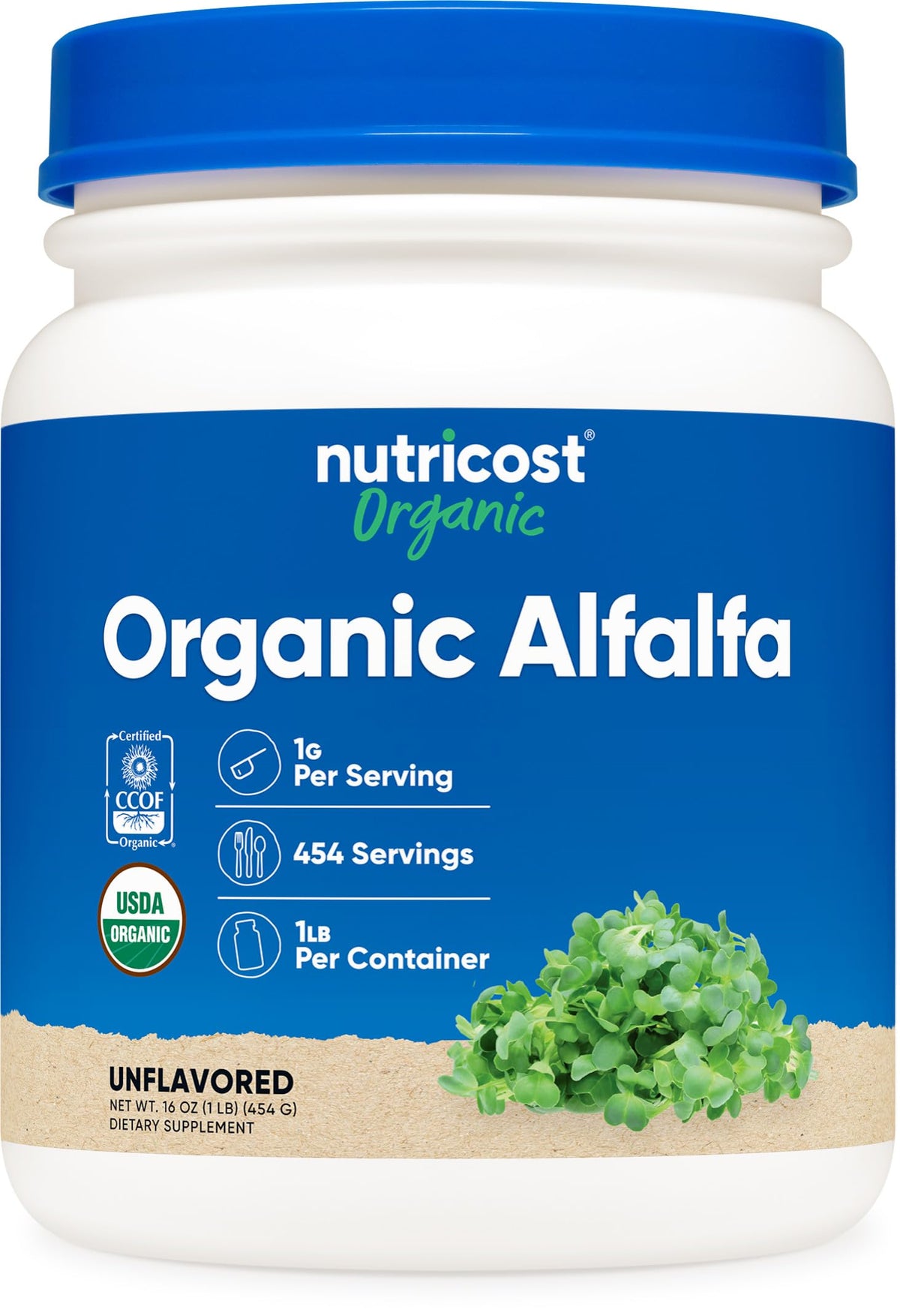 Nutricost Alfalfa en polvo en bote para batidos nutritivos
