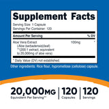 Nutricost Aloe Vera Extract; porciones por botella, ideal para ingesta diaria constante